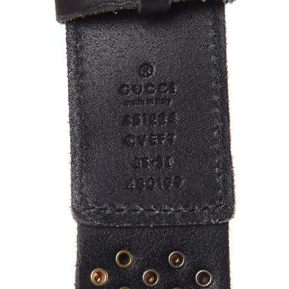 Gucci Calfskin Studded Feline Belt 85 34 Black 4 of 6