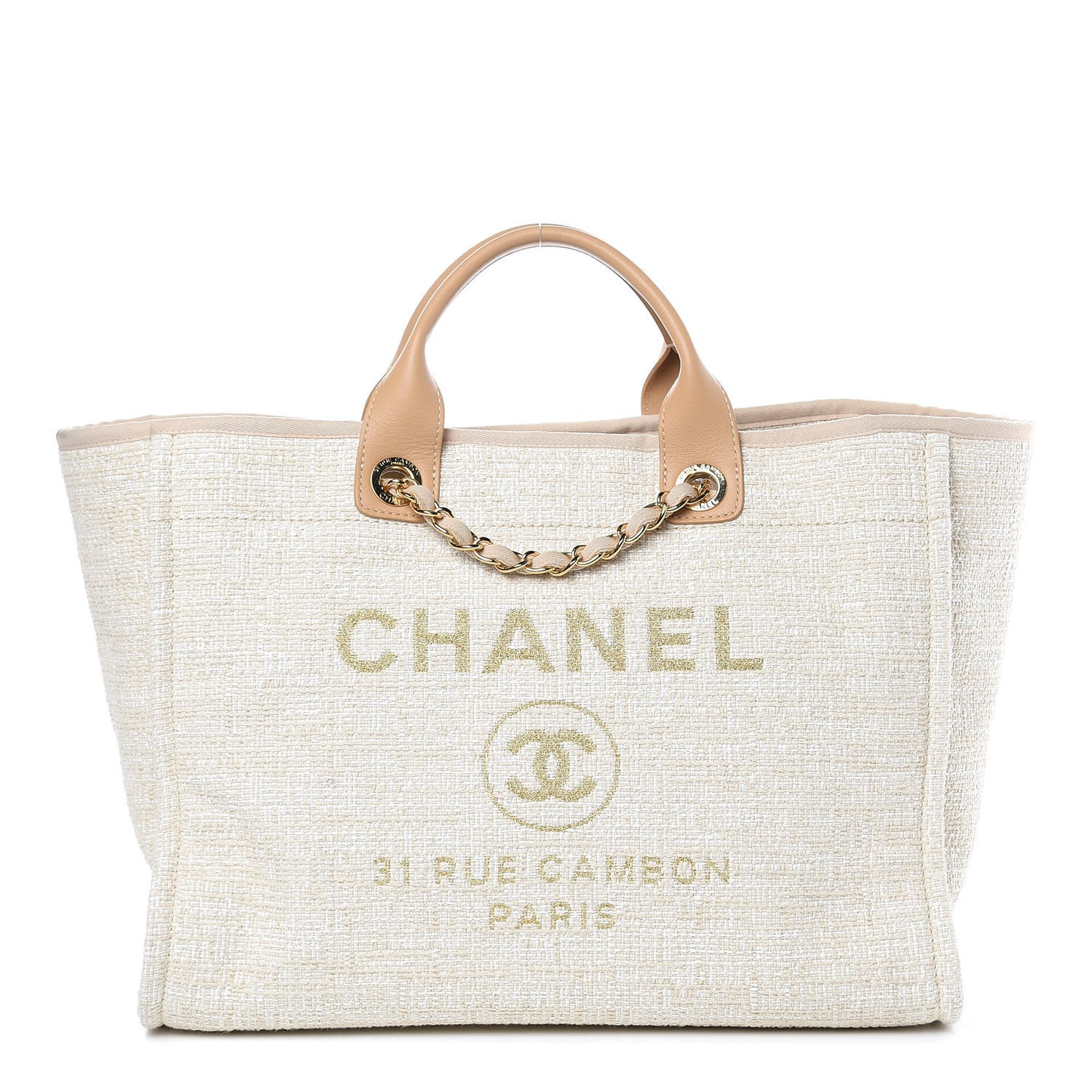 Woven Straw Raffia Large Deauville Tote Light Beige