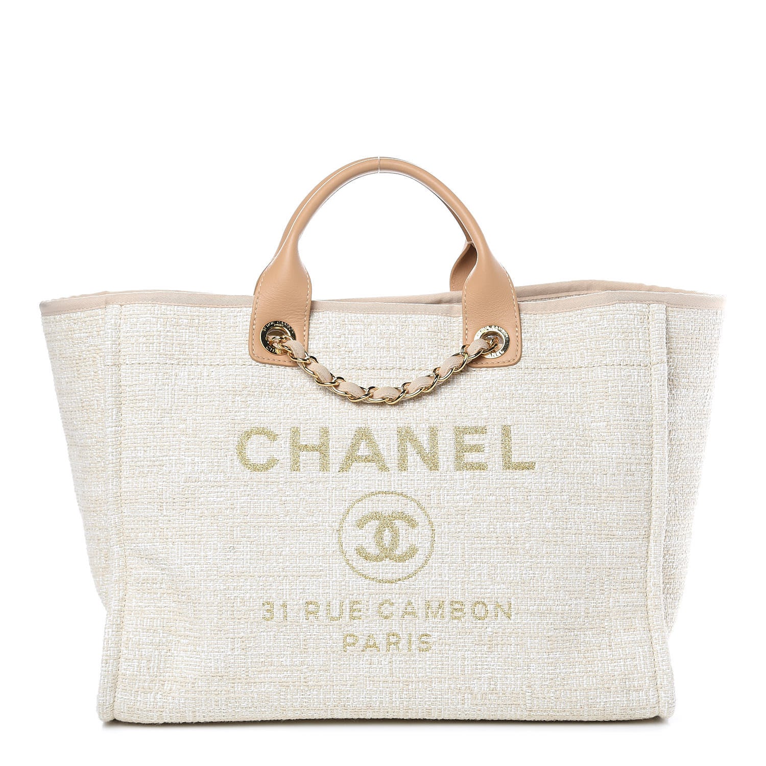 Chanel Woven Straw Raffia Large Deauville Tote Light Beige 1 of 9