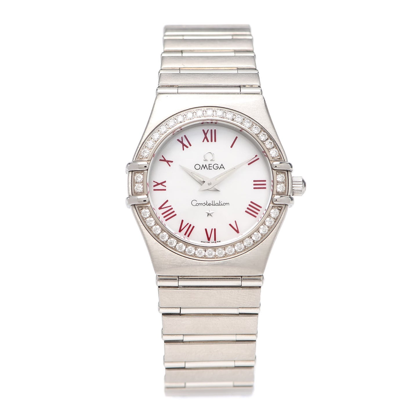 Stainless Steel Diamond Bezel Mother of Pearl 23mm Constellation Quartz Watch Pink 1466.63