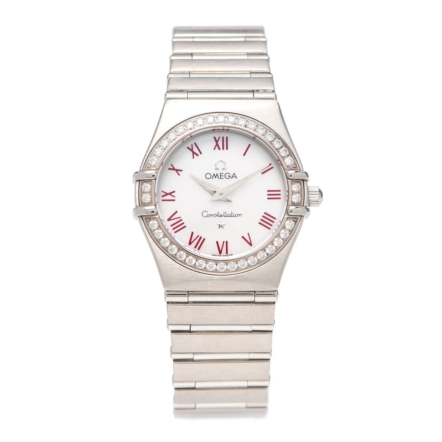 Omega Stainless Steel Diamond Bezel Mother of Pearl 23mm Constellation Quartz Watch Pink 1466.63 1 of 7
