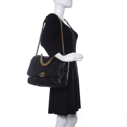 Chanel Goatskin Quilted Maxi Chanel 19 Flap Black 2 of 11