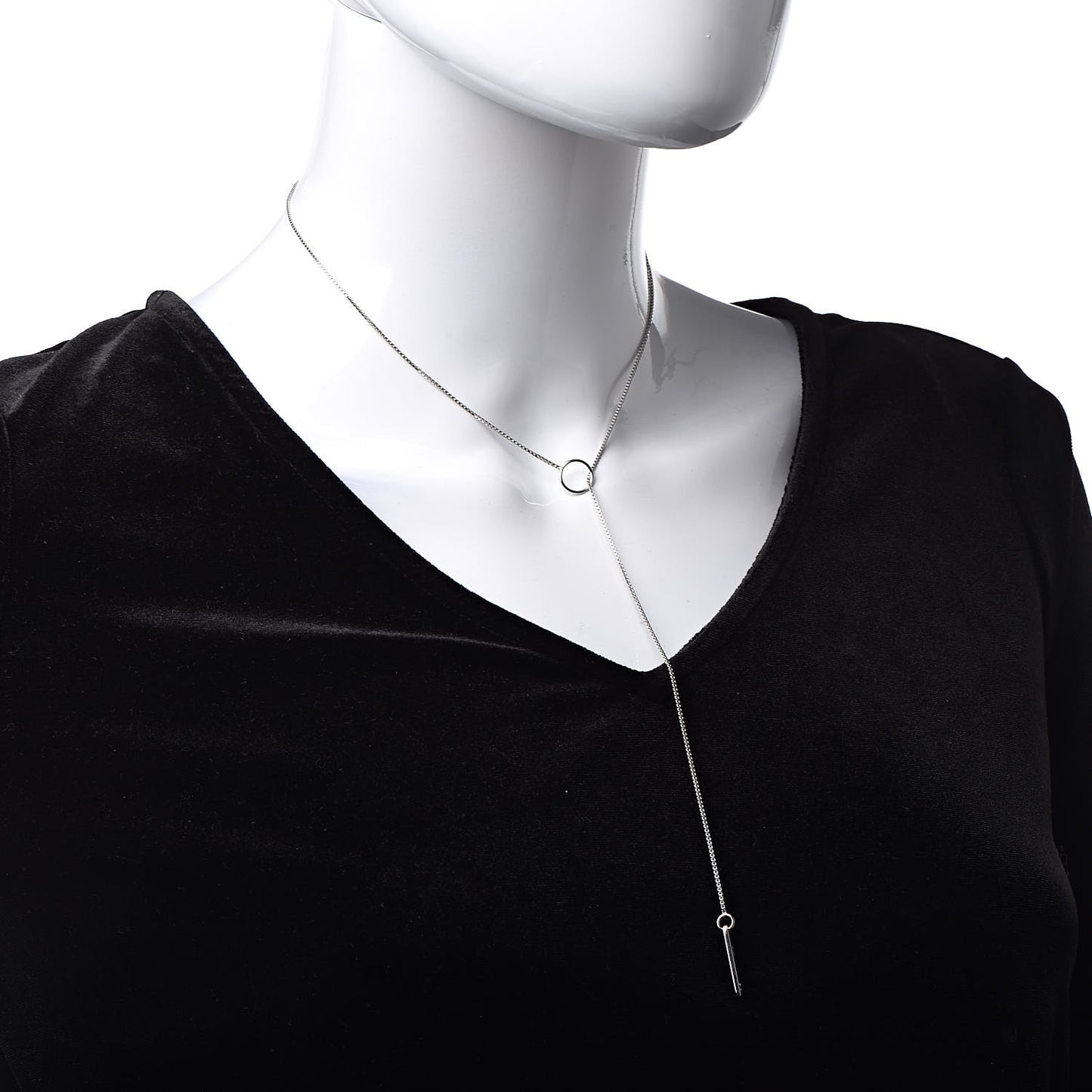 18K White Gold 20mm Lariat Necklace