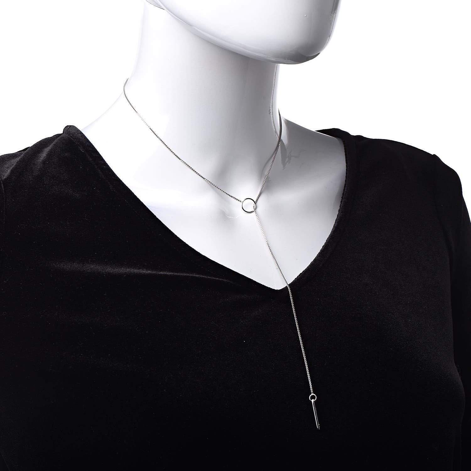 Gucci 18K White Gold 20mm Lariat Necklace 2 of 6