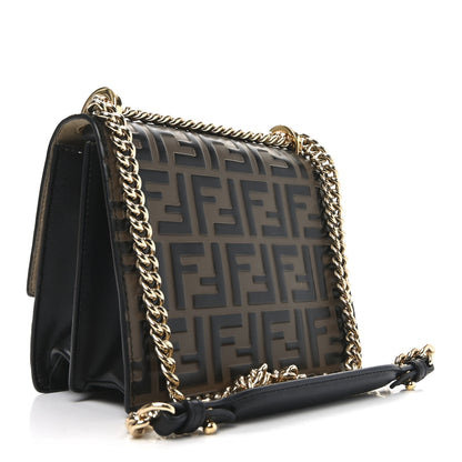 Fendi Vitello Liberty Bi-Color FF 1974 Embossed Small Kan U Shoulder Bag Maya Black 3 of 9