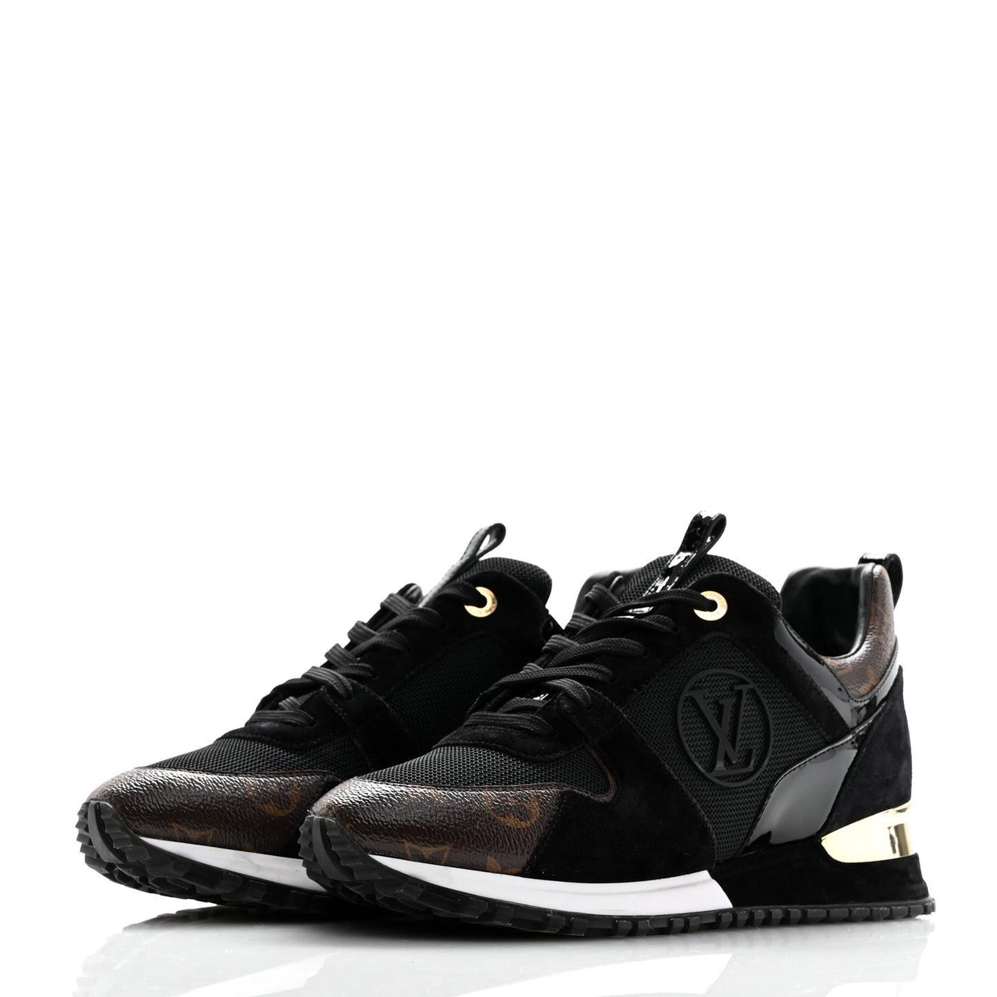 Suede Monogram Run Away Sneakers 39 Black