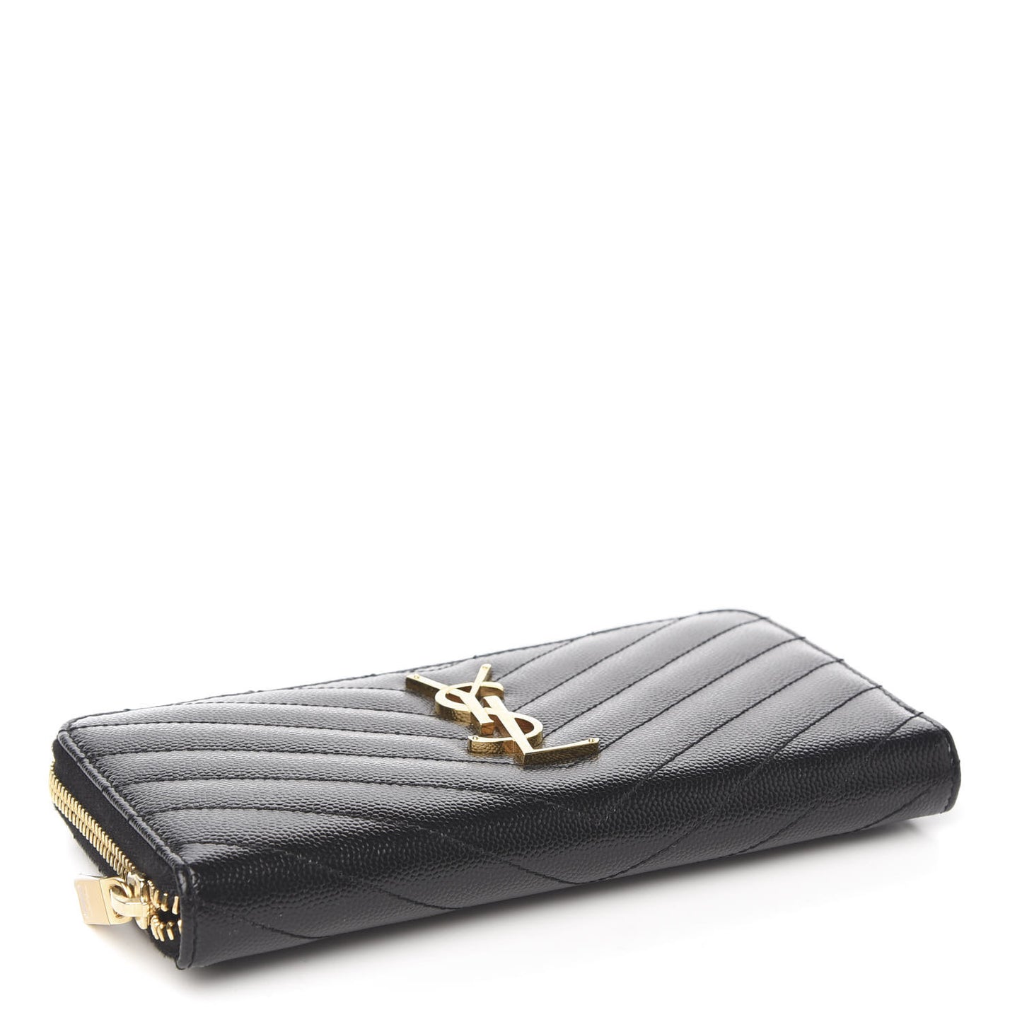 Grain De Poudre Matelasse Chevron Monogram Zip Around Wallet Black