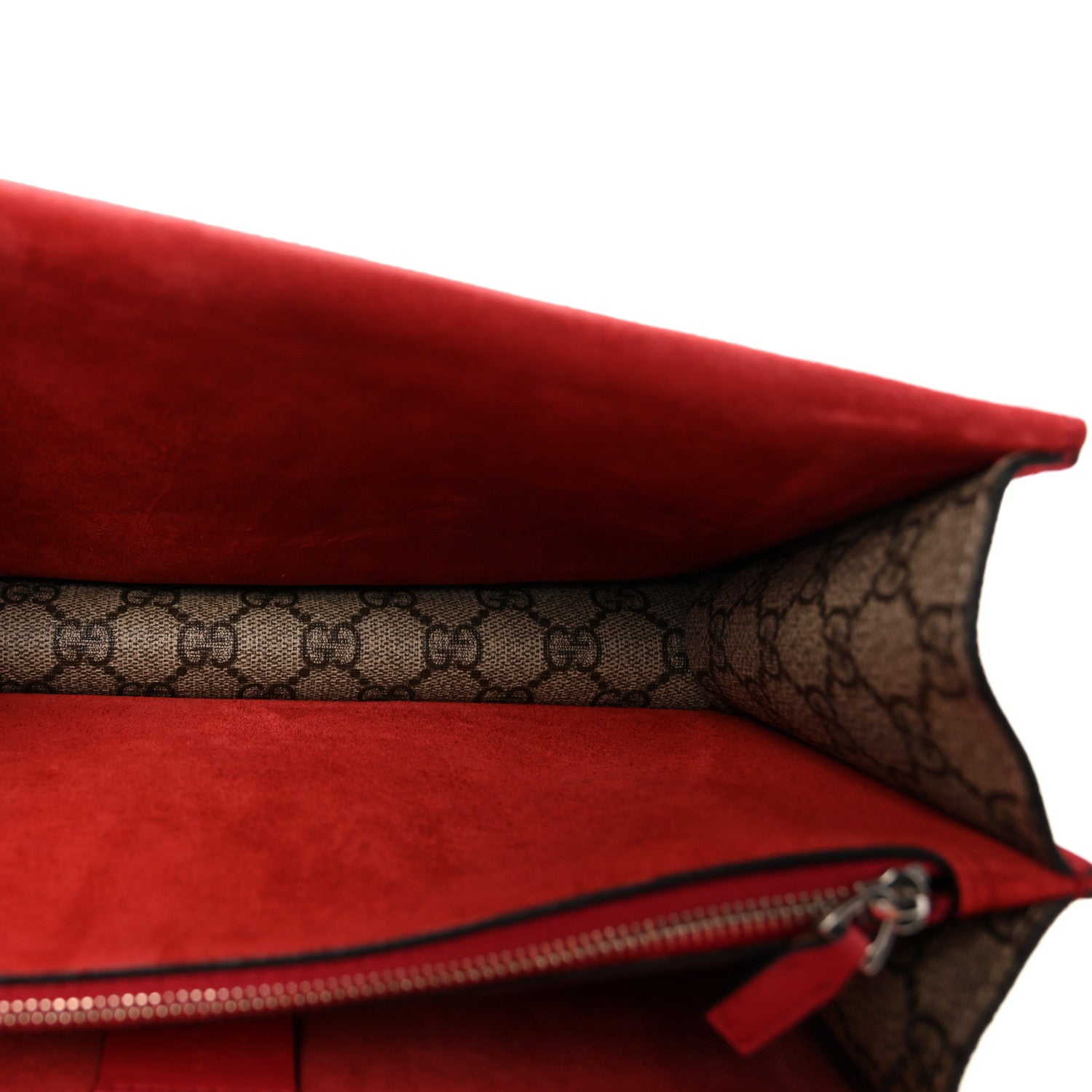 Gucci GG Supreme Monogram Suede Small Dionysus Shoulder Bag Beige Ebony Vulcanic Red 5 of 10