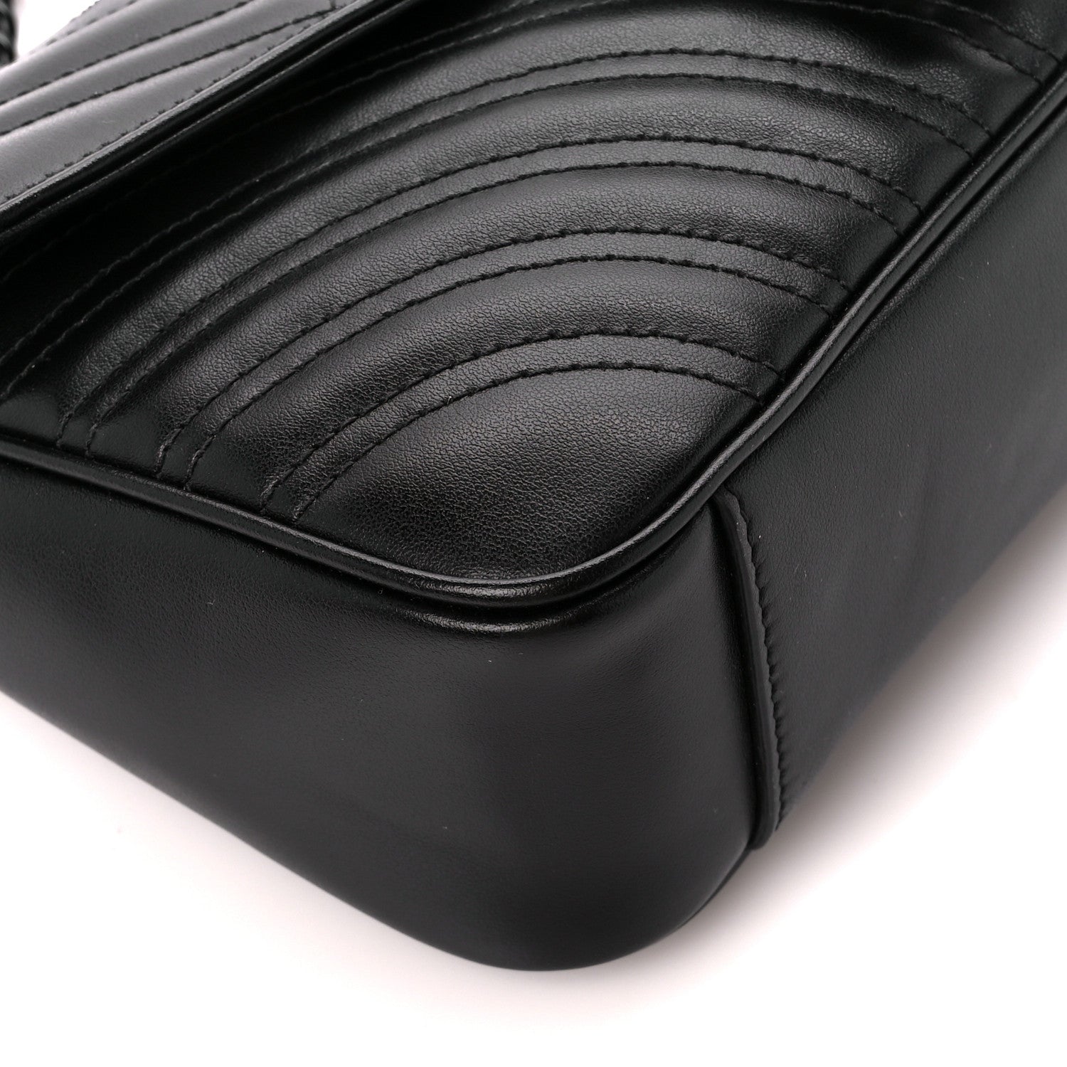 Gucci Calfskin Matelasse Monochrome Small GG Marmont Shoulder Bag Black 10 of 12