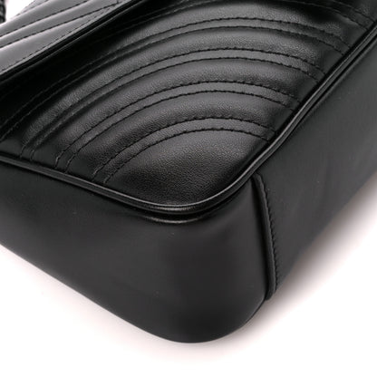 Gucci Calfskin Matelasse Monochrome Small GG Marmont Shoulder Bag Black 10 of 12