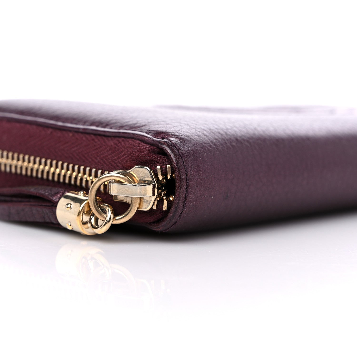 Gucci Metallic Cellarius Calfskin Soho Zip Around Wallet Classic Burgundy 8 of 11