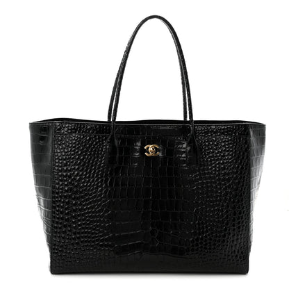 Chanel Calfskin Crocodile Embossed Archetype Large Shopping Tote Black 1 of 10