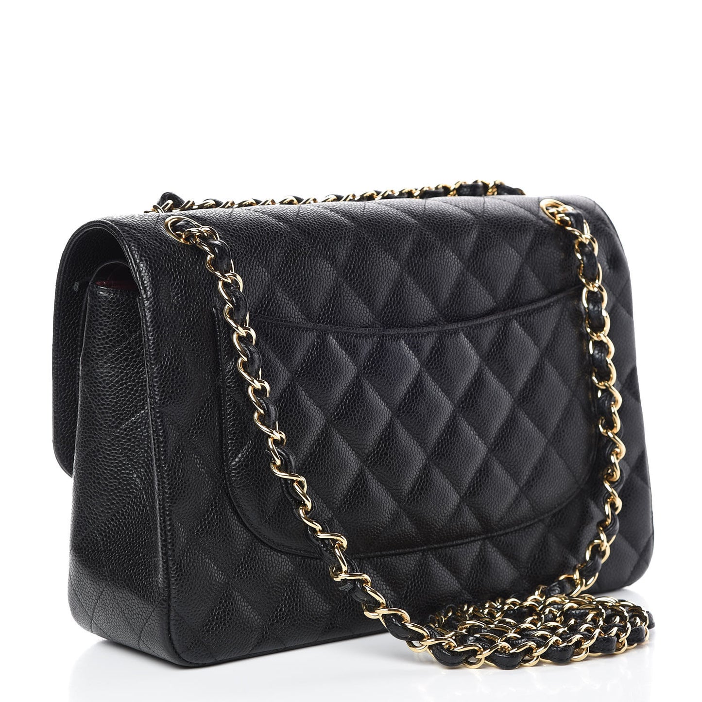 Caviar Quilted Jumbo Double Flap Black