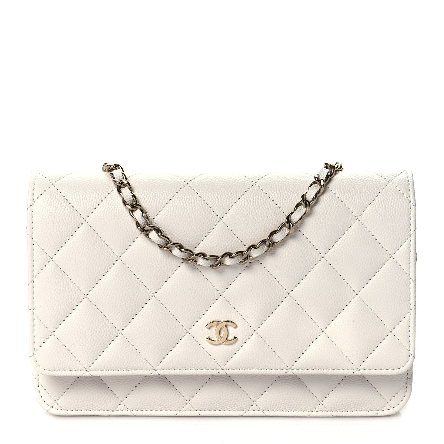 Caviar Quilted Wallet On Chain WOC White