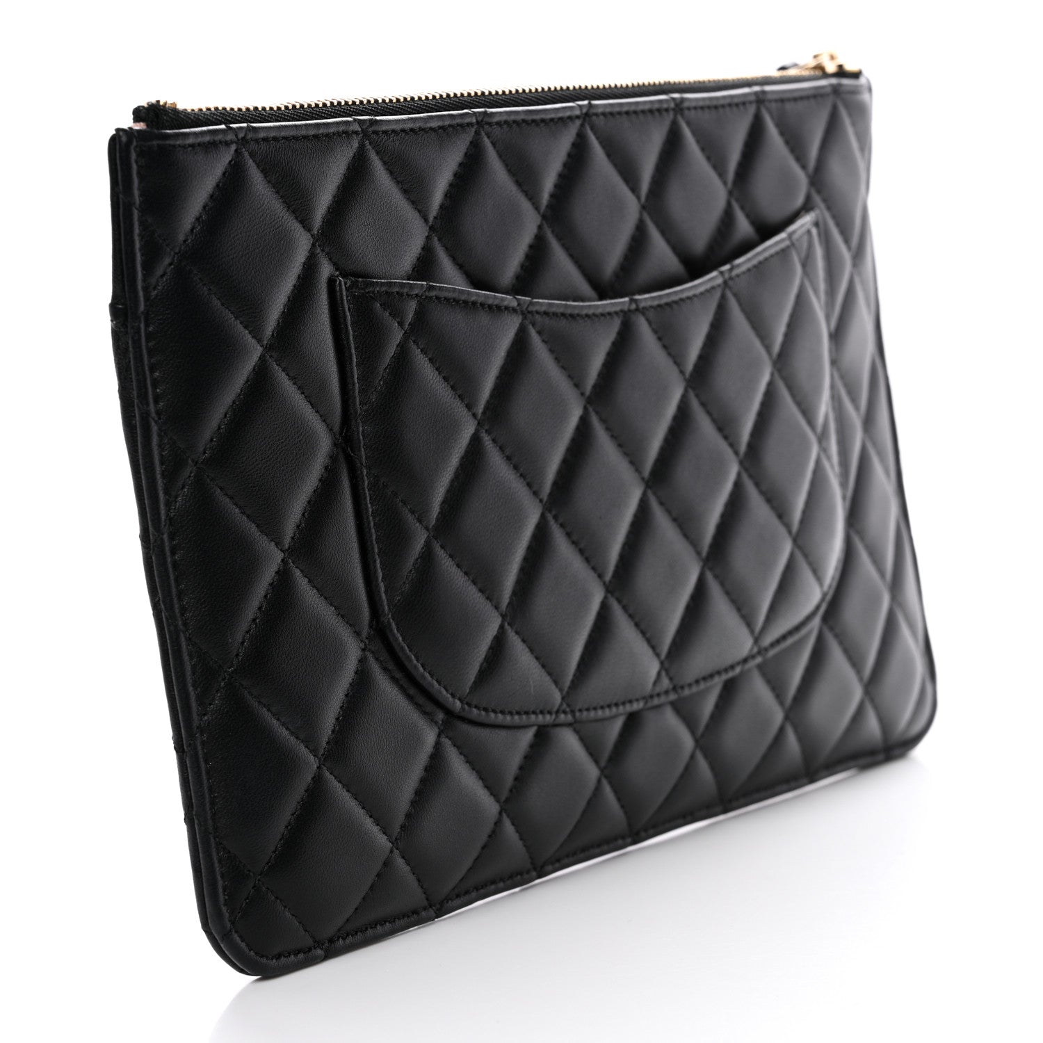 Chanel Lambskin Quilted Sunset Boulevard Pouch Case Black Pink 4 of 8