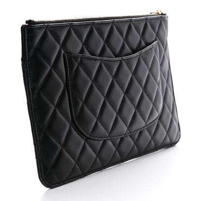 Chanel Lambskin Quilted Sunset Boulevard Pouch Case Black Pink 4 of 8