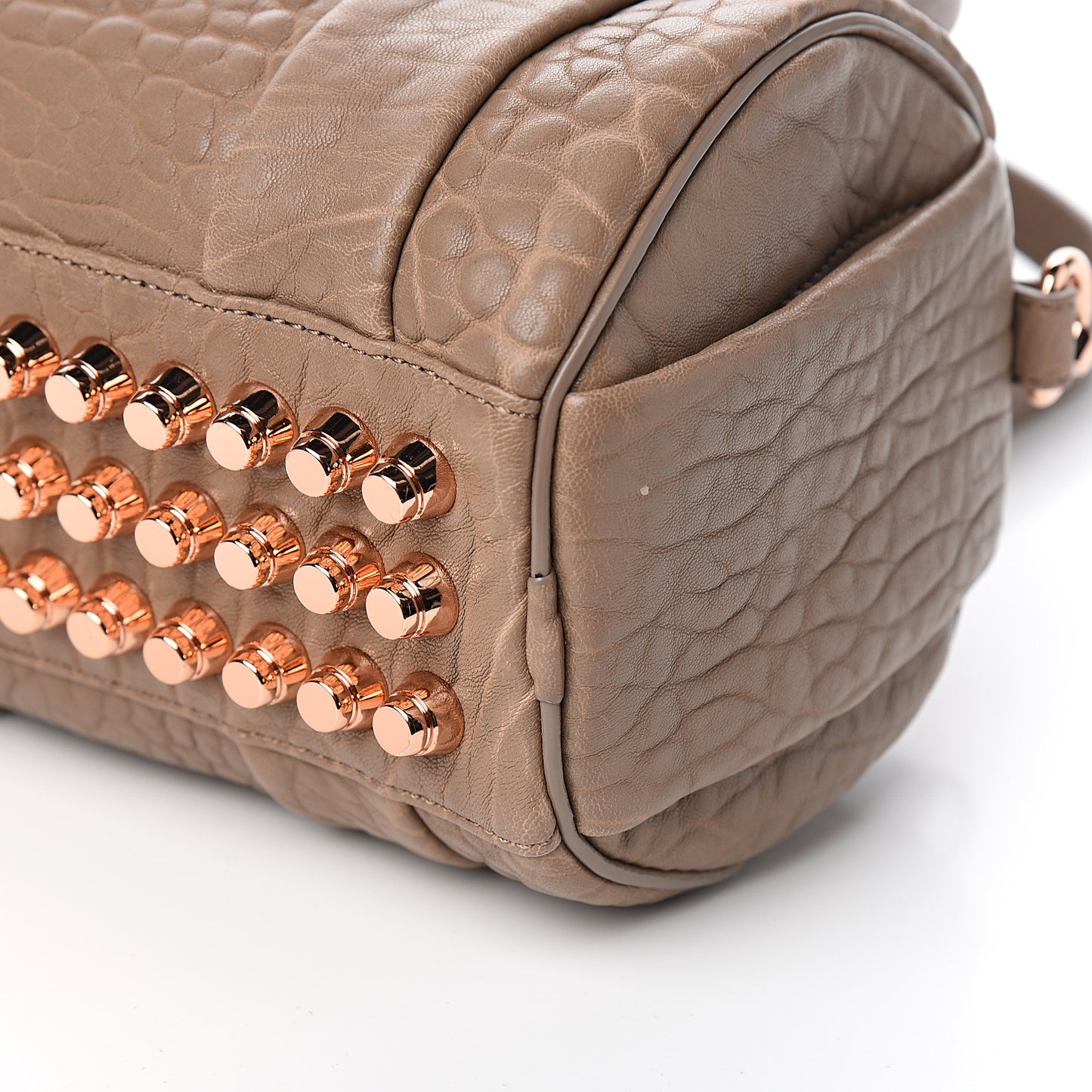 Pebbled Lambskin Mini Rockie Latte Rose Gold Hardware