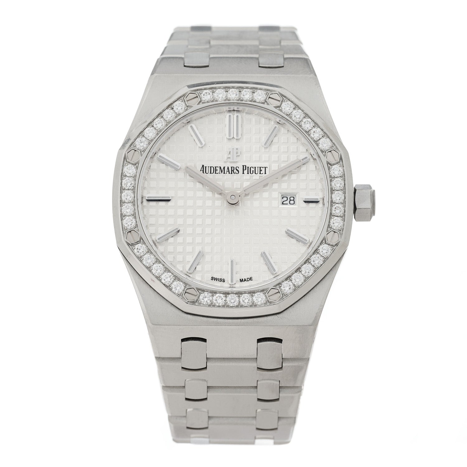 Audemars Piguet Stainless Steel Diamond 33mm Royal Oak Quartz Watch White 67651ST.ZZ.D011CR.01 1 of 4