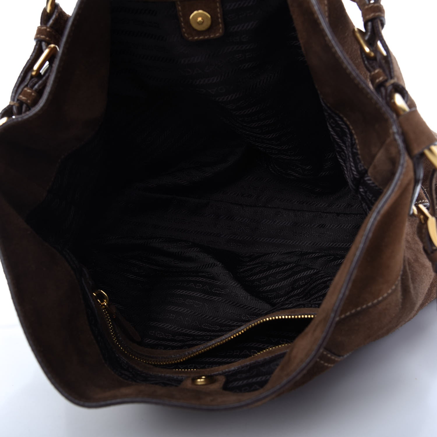 Prada Scamosciato Suede Hobo Brown 5 of 13