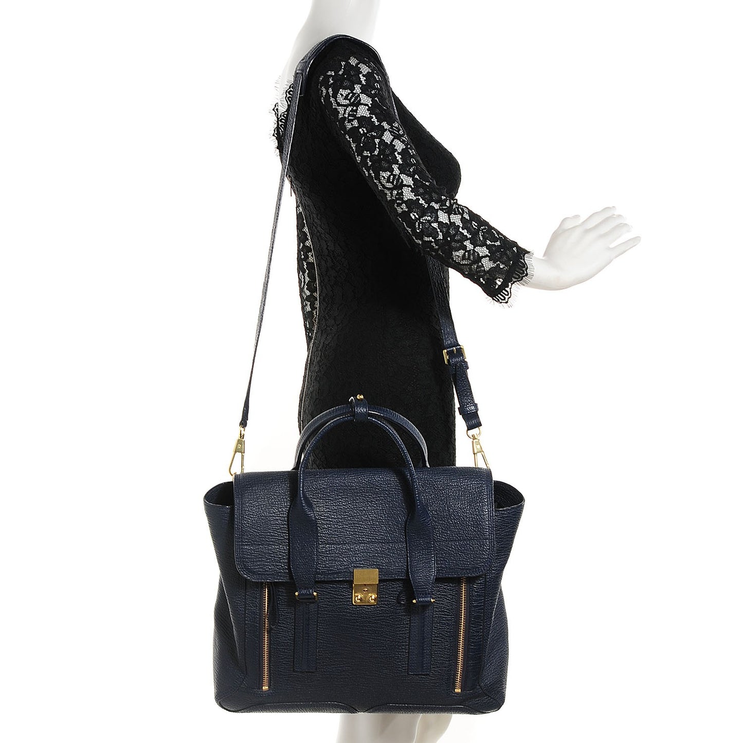 3.1 Textured Calfskin Large Pashli Satchel Ink