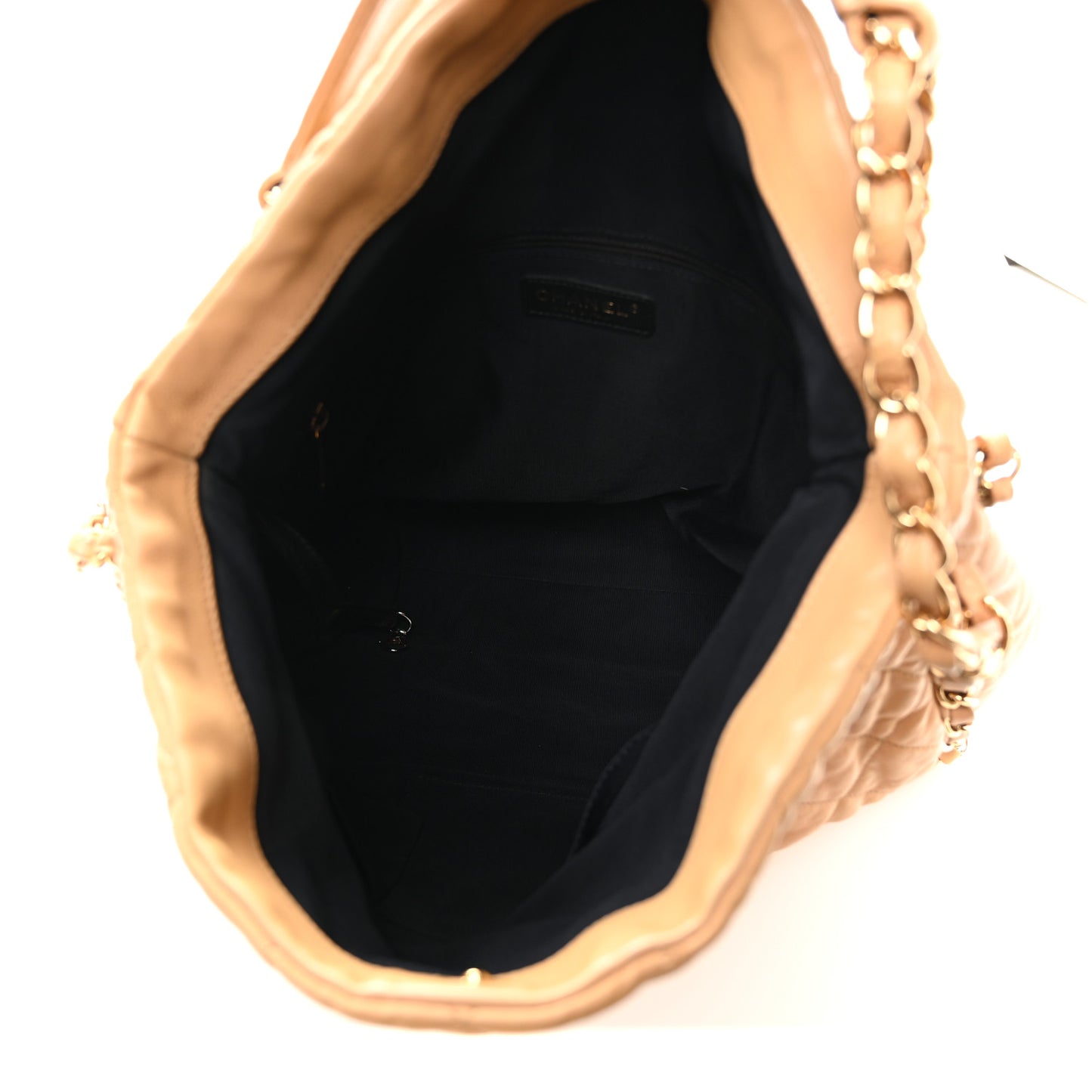 Calfskin Quilted Large Chain Me Hobo Beige