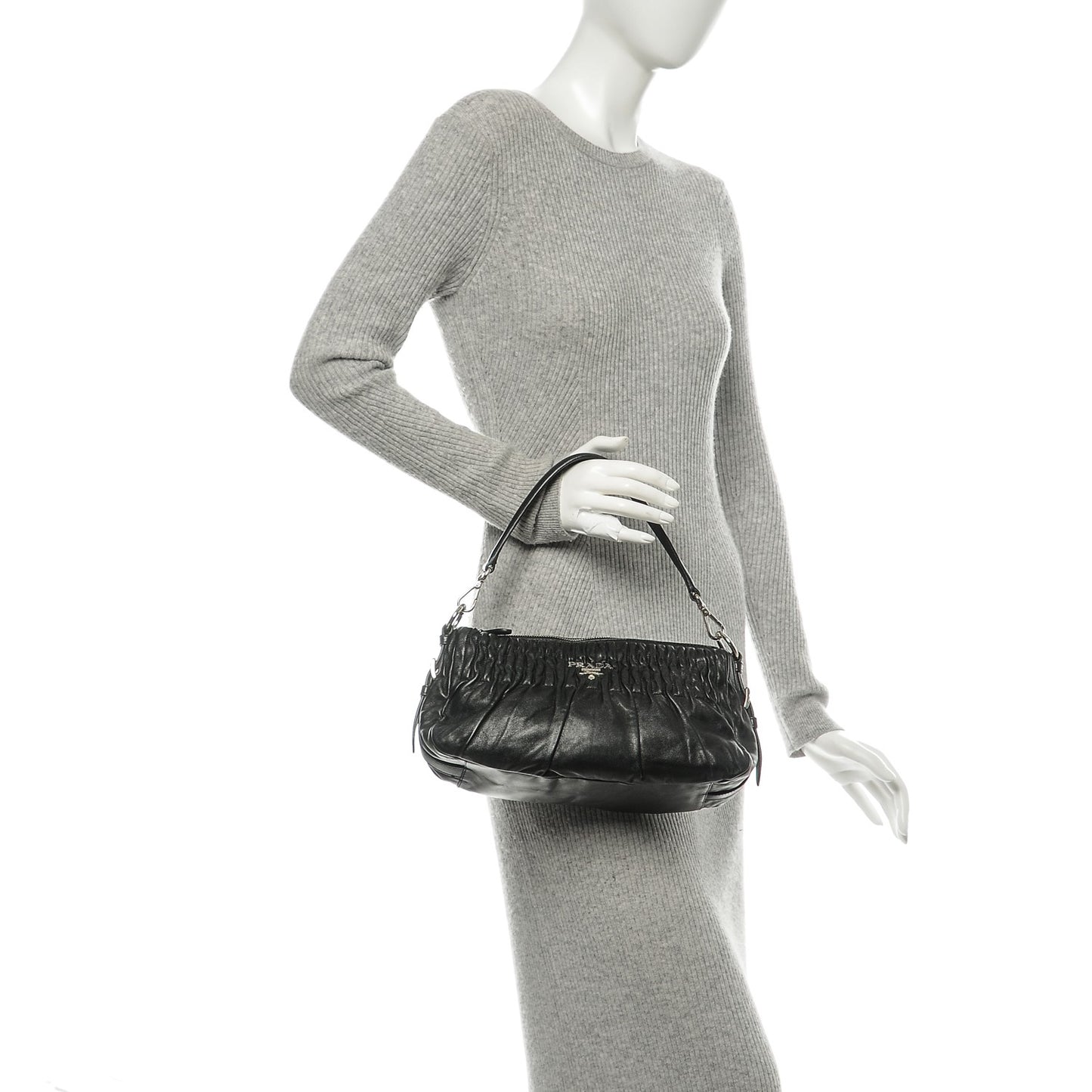 Nappa Drapes Shoulder Bag Nero Black
