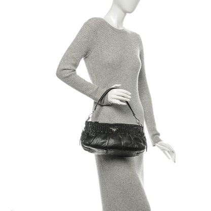 Prada Nappa Drapes Shoulder Bag Nero Black 2 of 7