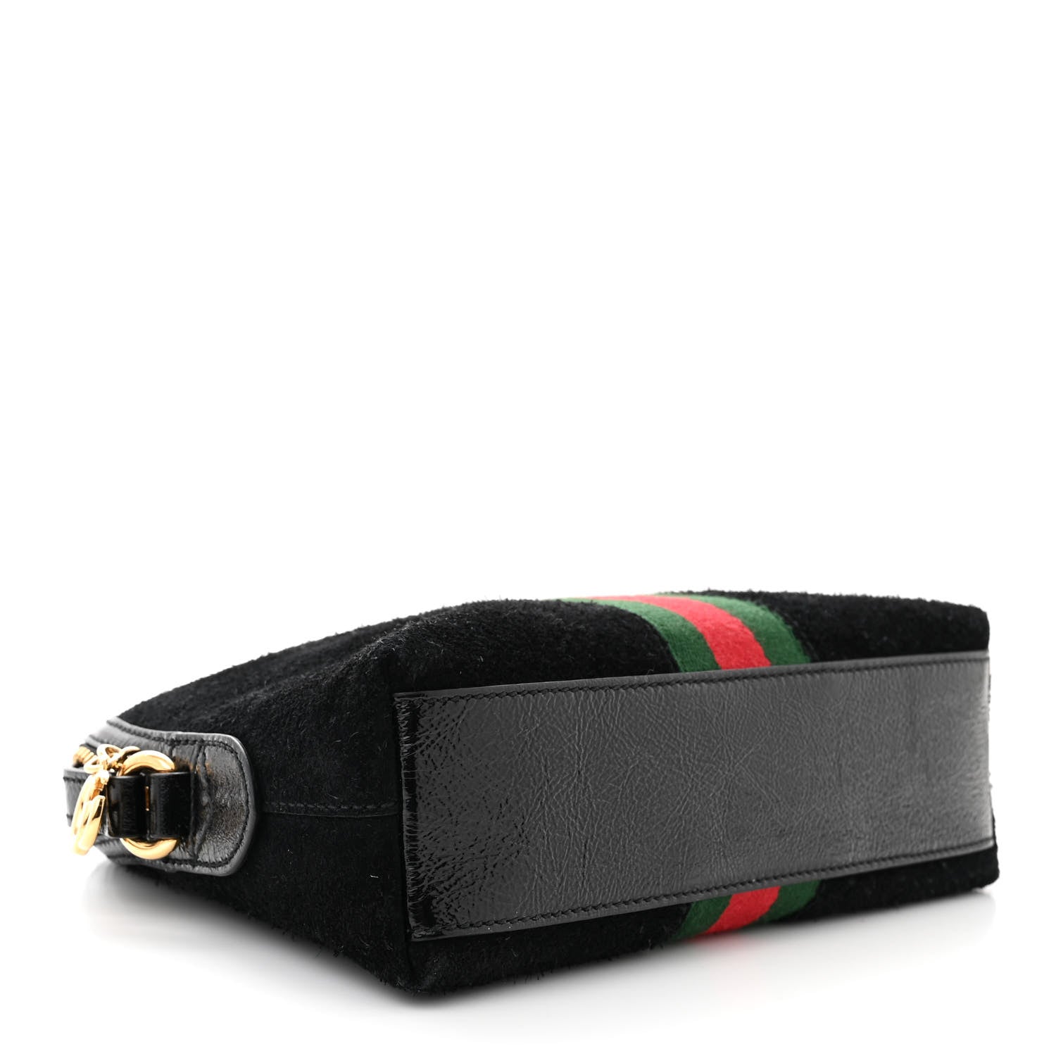 Gucci Suede Patent Web GG Small Ophidia Dome Shoulder Bag Black 4 of 10