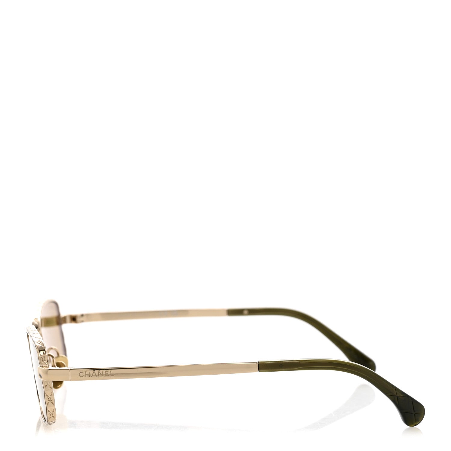 Chanel Metal Quilted Rectangle Sunglasses 4295 Green Gold 3 of 8