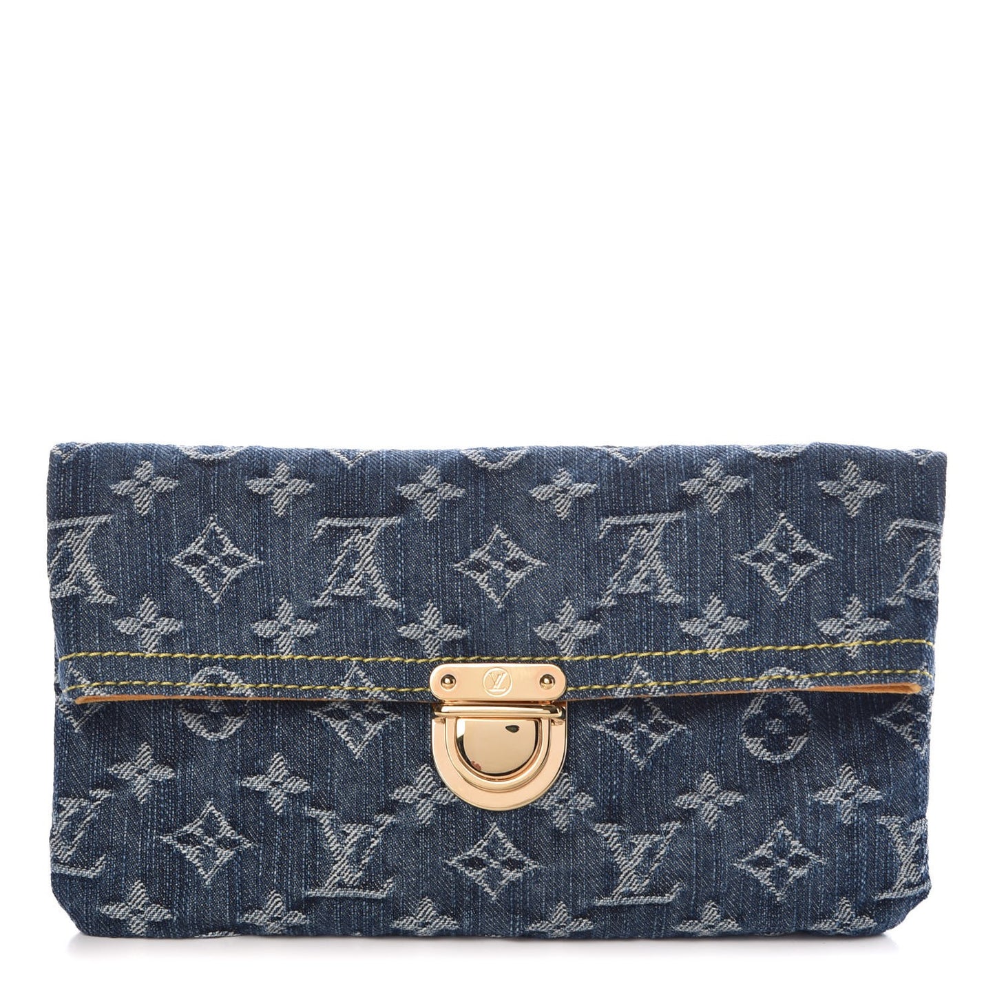 Monogram Denim Pochette Plat Clutch Blue