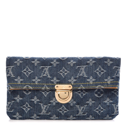 Louis Vuitton Monogram Denim Pochette Plat Clutch Blue 1 of 8
