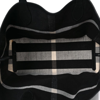 Burberry Coated Canvas Mega Check Medium Doodle Tote Black White 5 of 11