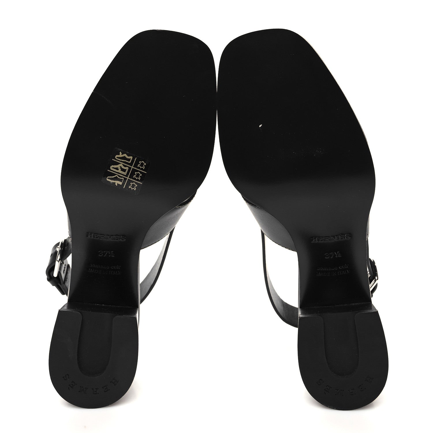 Hermes Calfskin Elbe 60 Sandals 37.5 Black 5 of 8