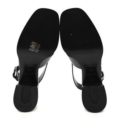 Hermes Calfskin Elbe 60 Sandals 37.5 Black 5 of 8