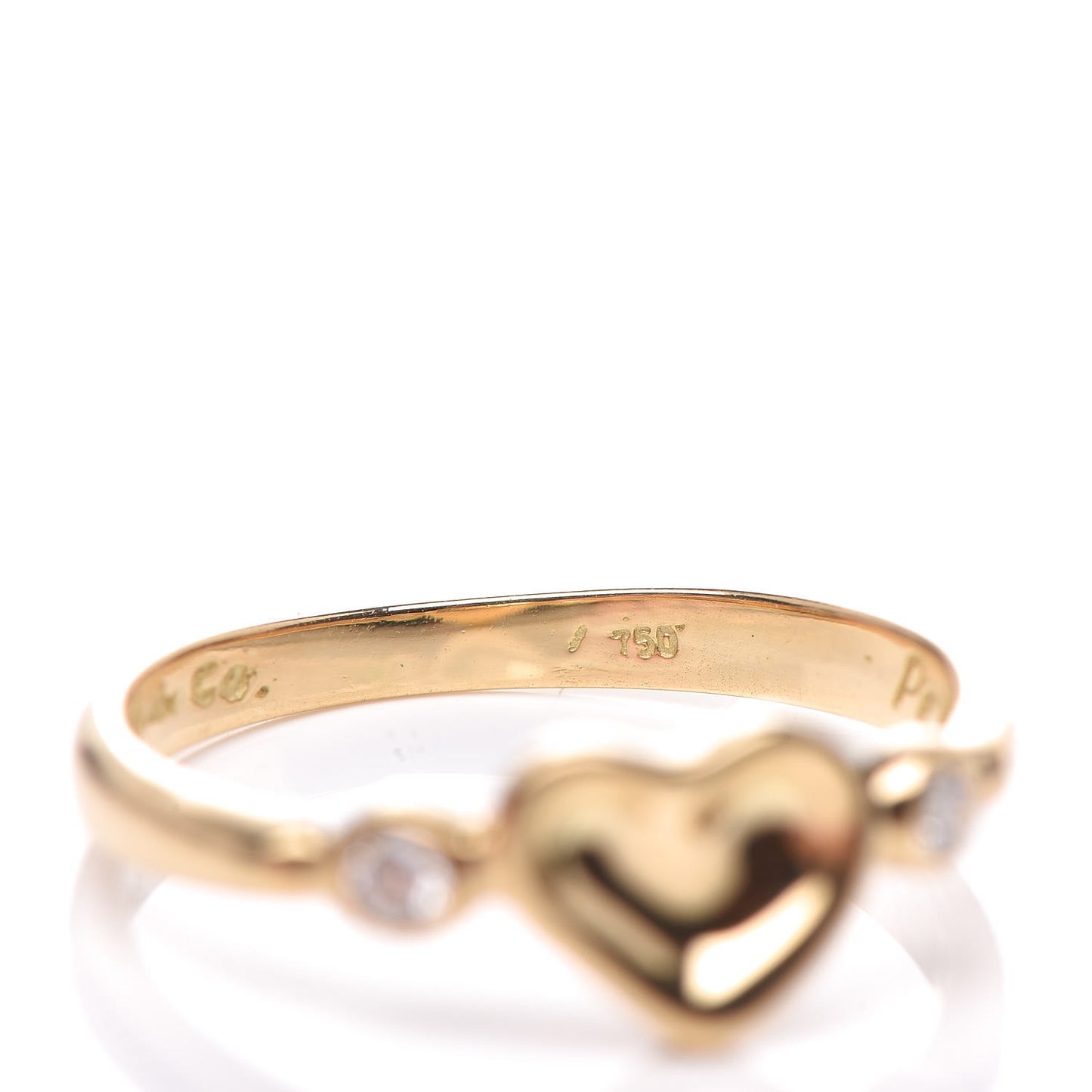 18K Yellow Gold Diamond Elsa Peretti Full Heart Heart Ring 50 5.5