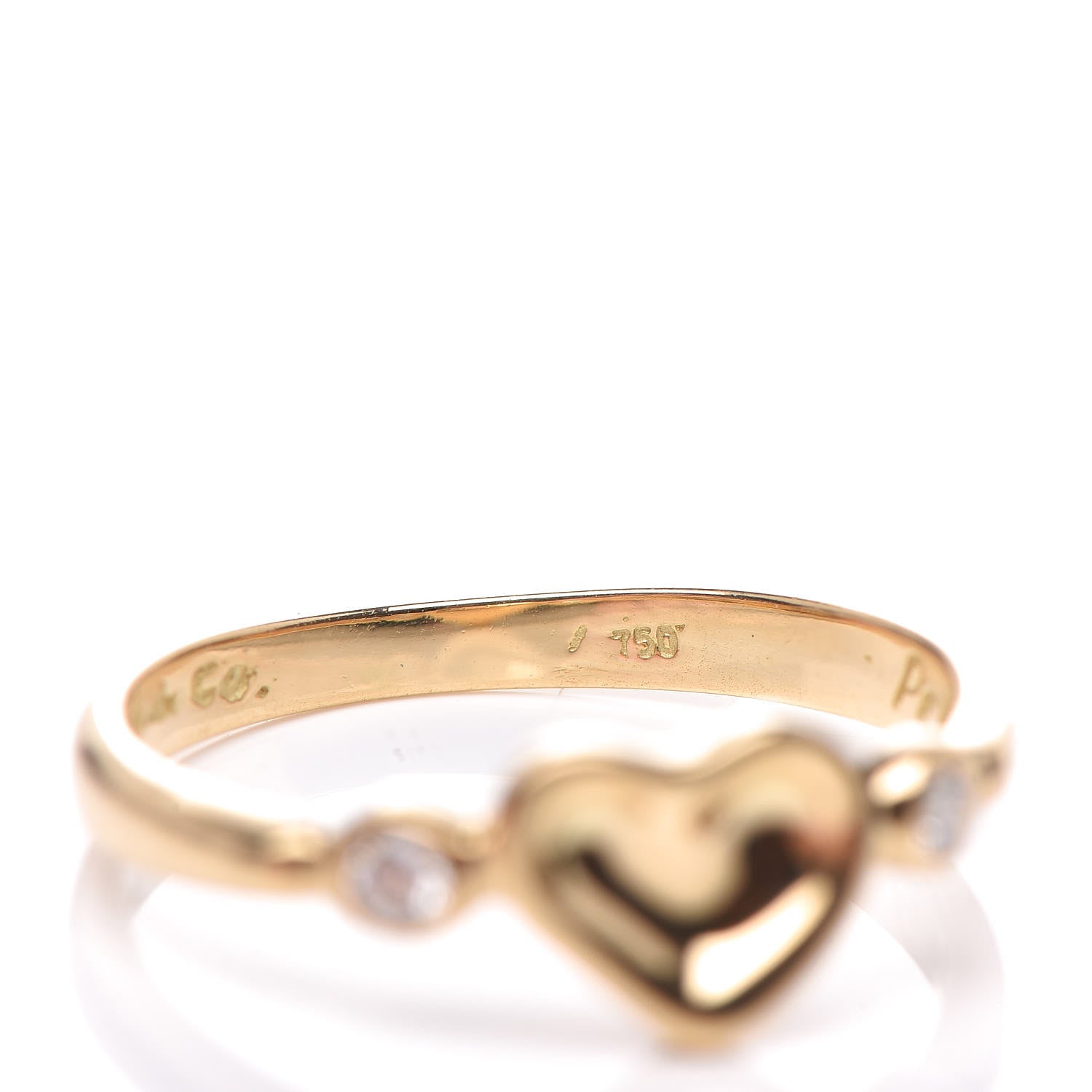 Tiffany 18K Yellow Gold Diamond Elsa Peretti Full Heart Heart Ring 50 5.5 7 of 7
