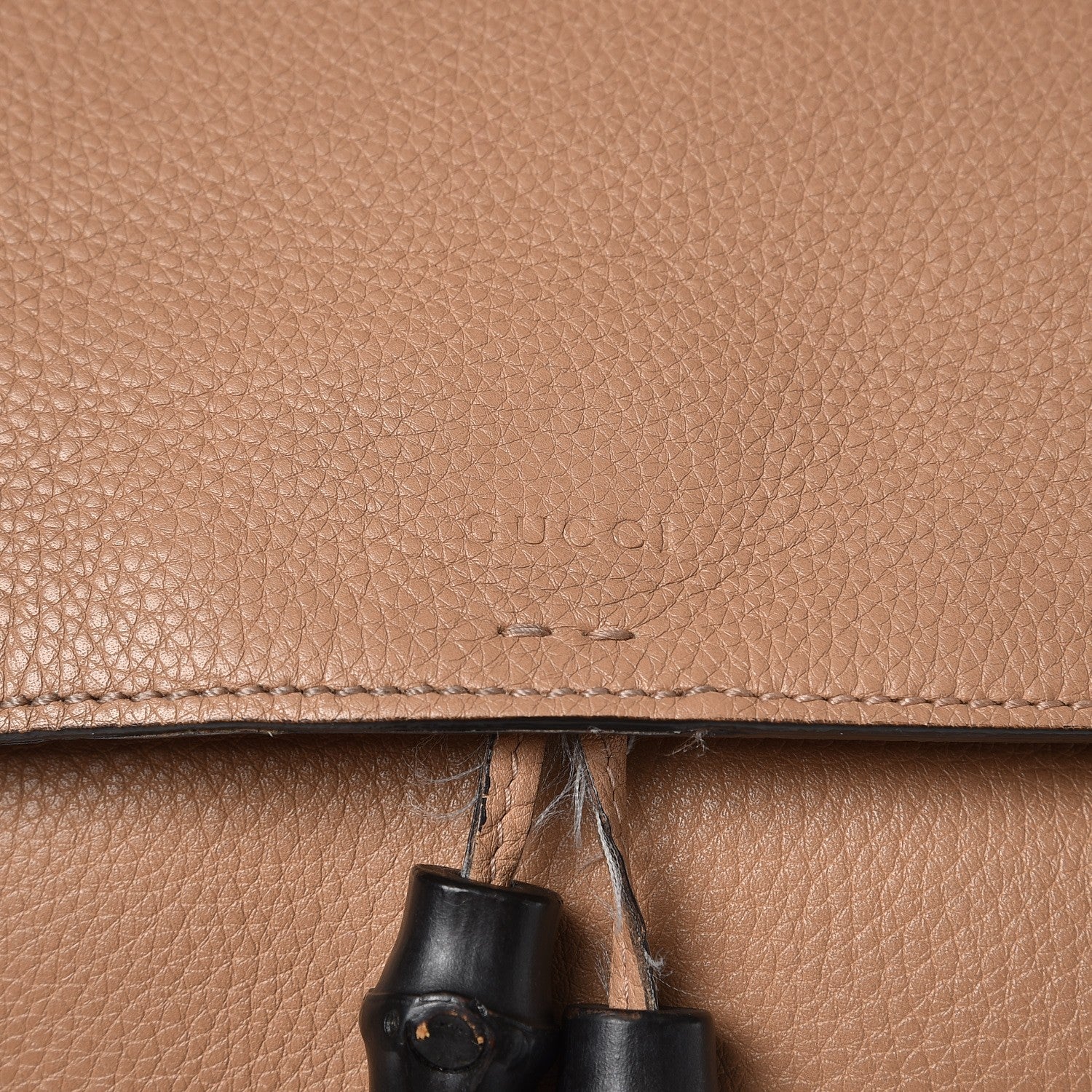 Gucci Cellarius Calfskin Medium Bamboo Daily Flap Shoulder Bag Camelia 11 of 11