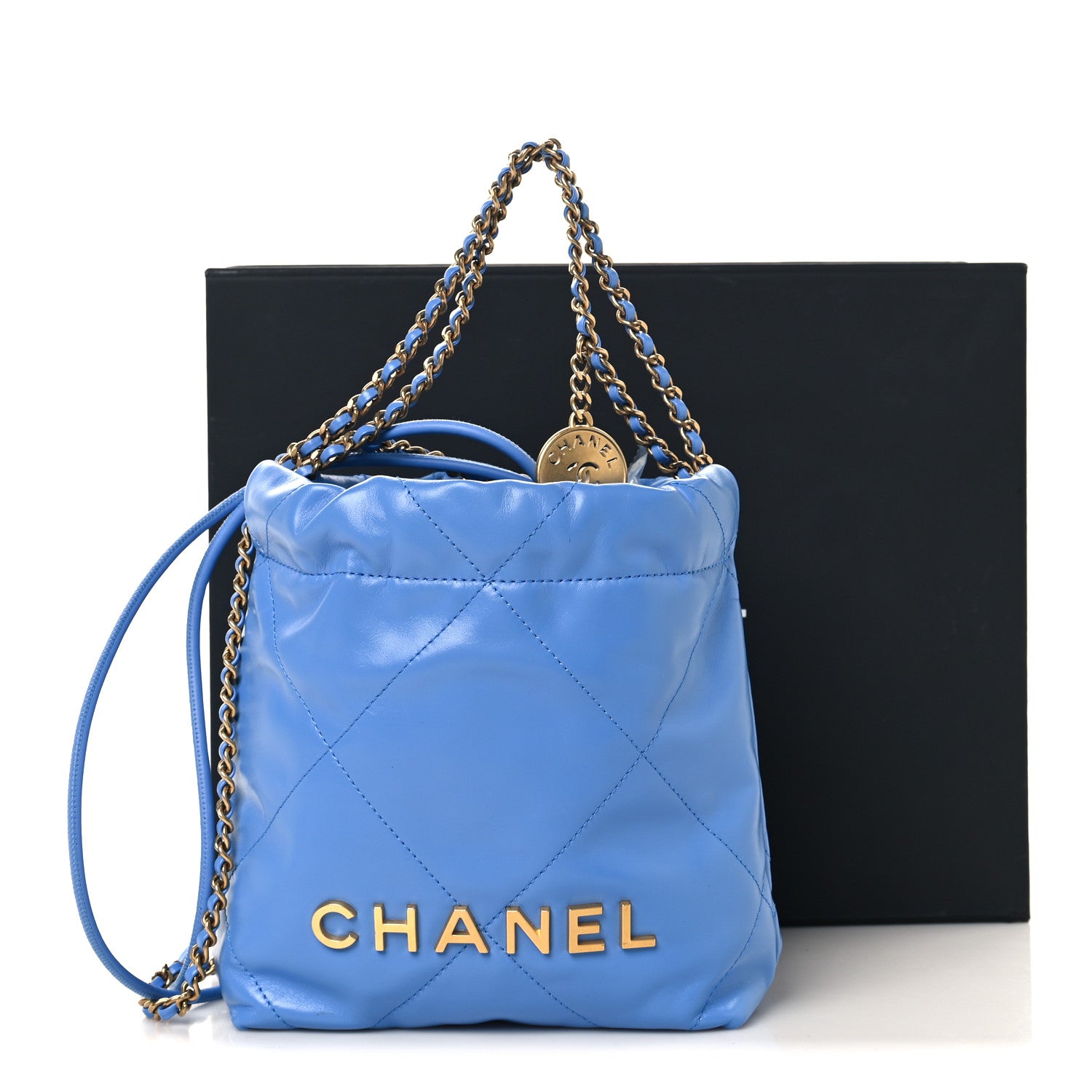 Chanel Shiny Calfskin Quilted Mini Chanel 22 Blue 11 of 11