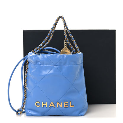 Chanel Shiny Calfskin Quilted Mini Chanel 22 Blue 11 of 11