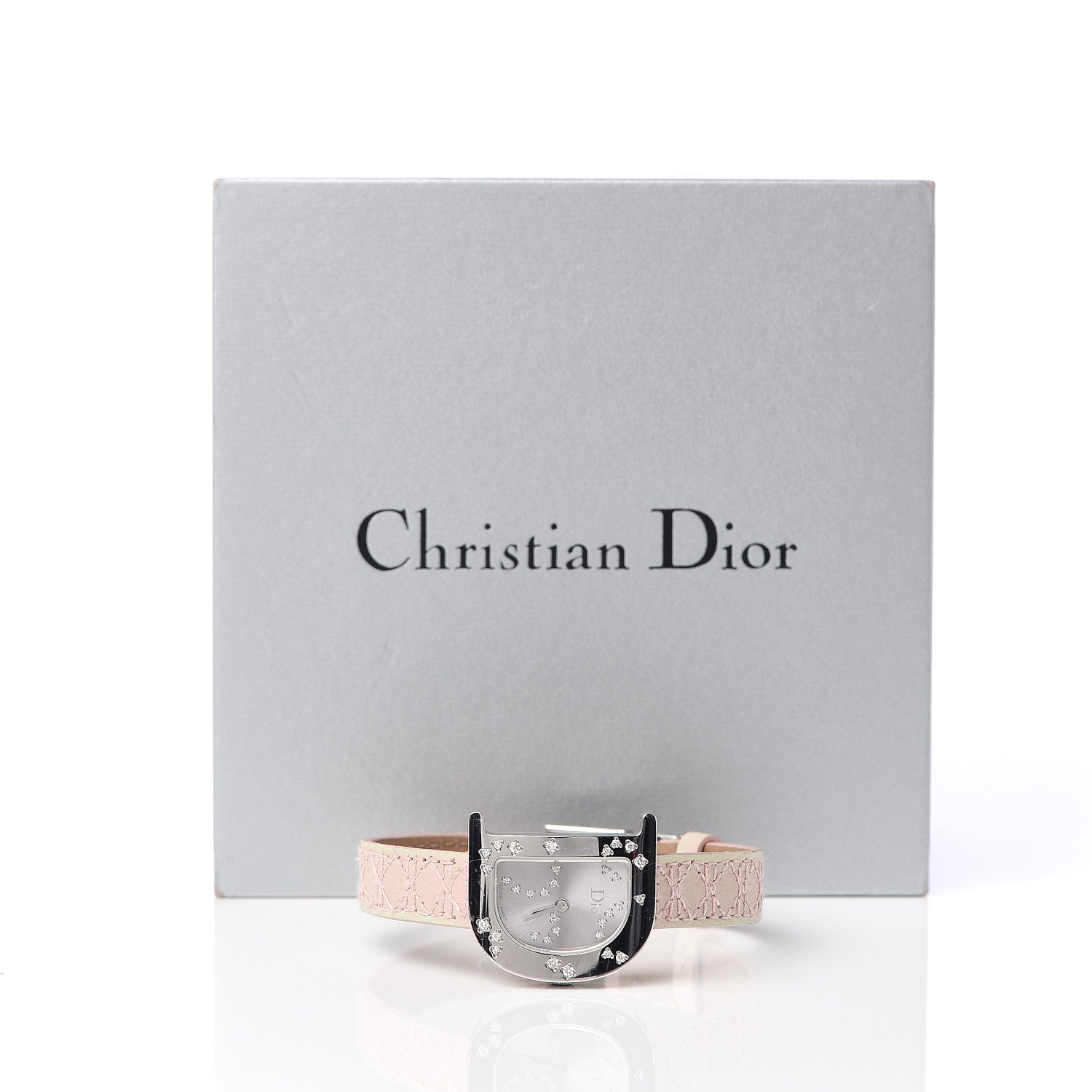 Christian Dior Stainless Steel Calfskin Diamond 22mm Lady D Quartz Watch 10 of 10