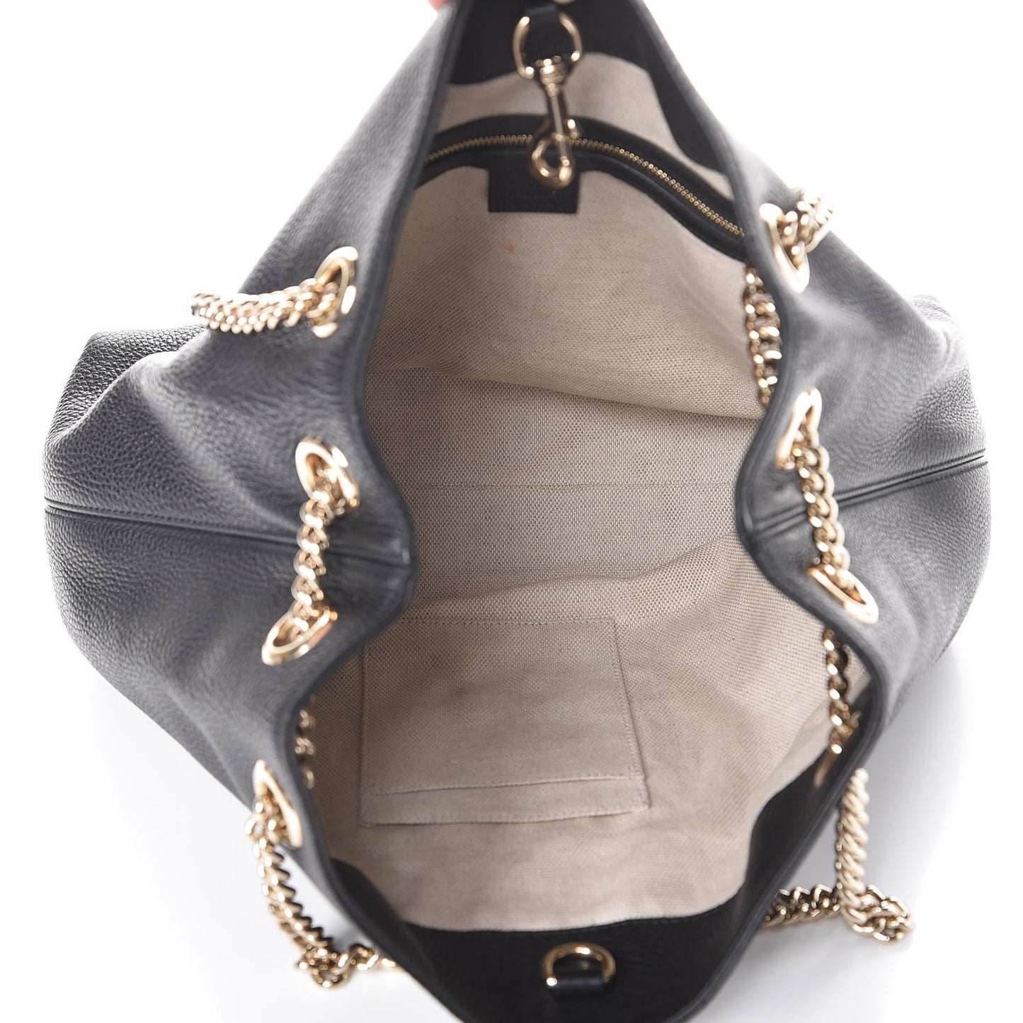 Pebbled Calfskin Medium Soho Chain Shoulder Bag Black