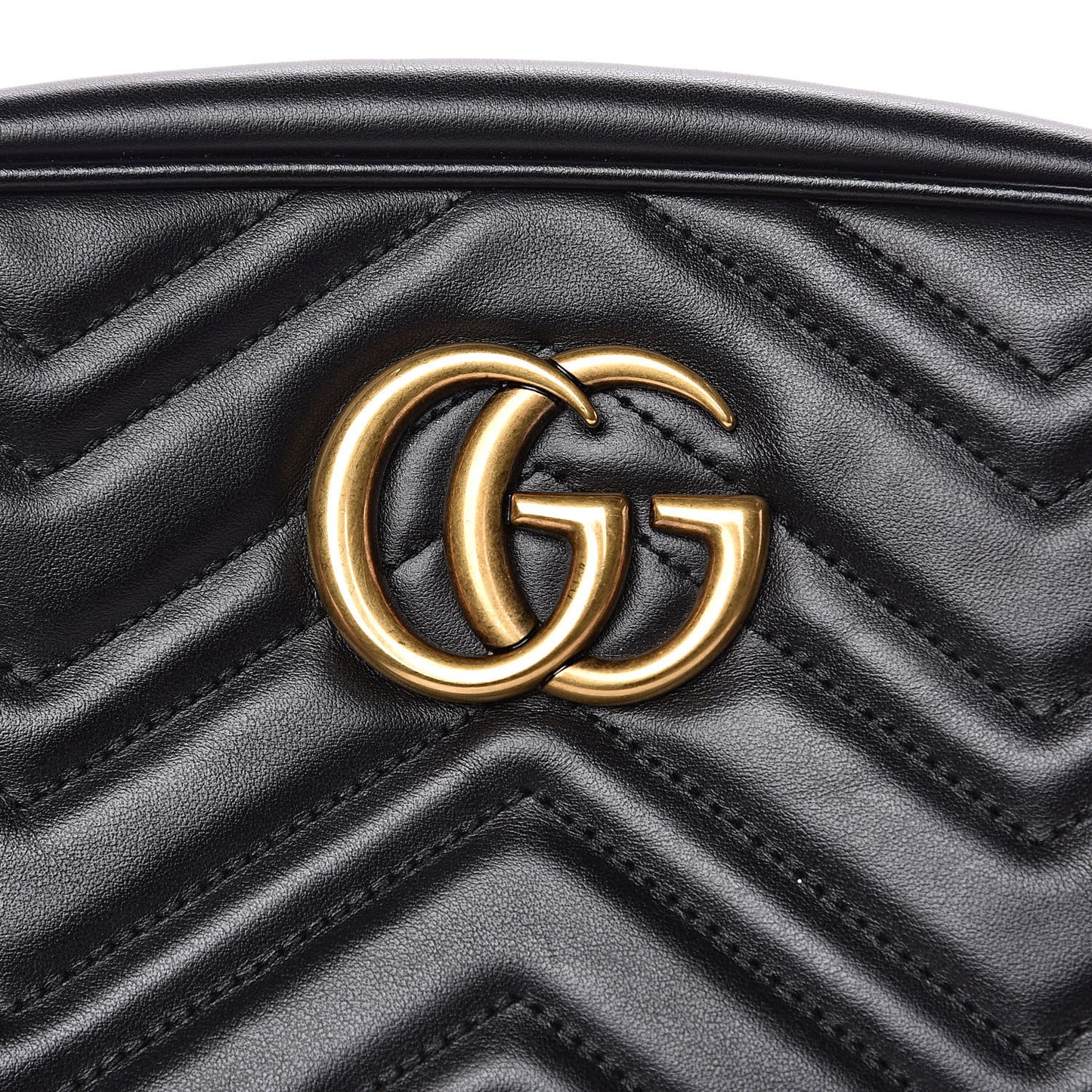 Calfskin Matelasse Small GG Marmont Chain Shoulder Bag Black