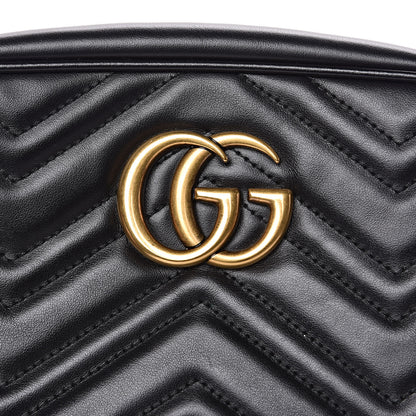 Gucci Calfskin Matelasse Small GG Marmont Chain Shoulder Bag Black 10 of 11