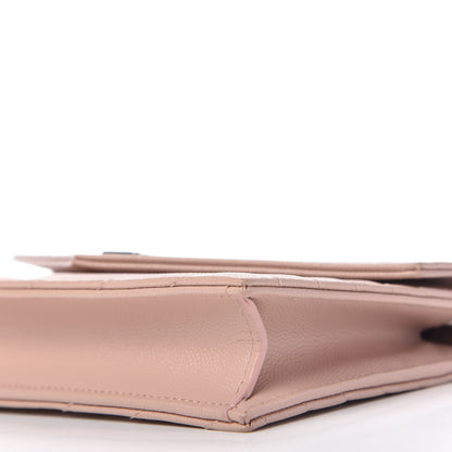 Saint Laurent Grain De Poudre Matelasse Chevron Monogram Envelope Chain Wallet Pale Pink 7 of 9