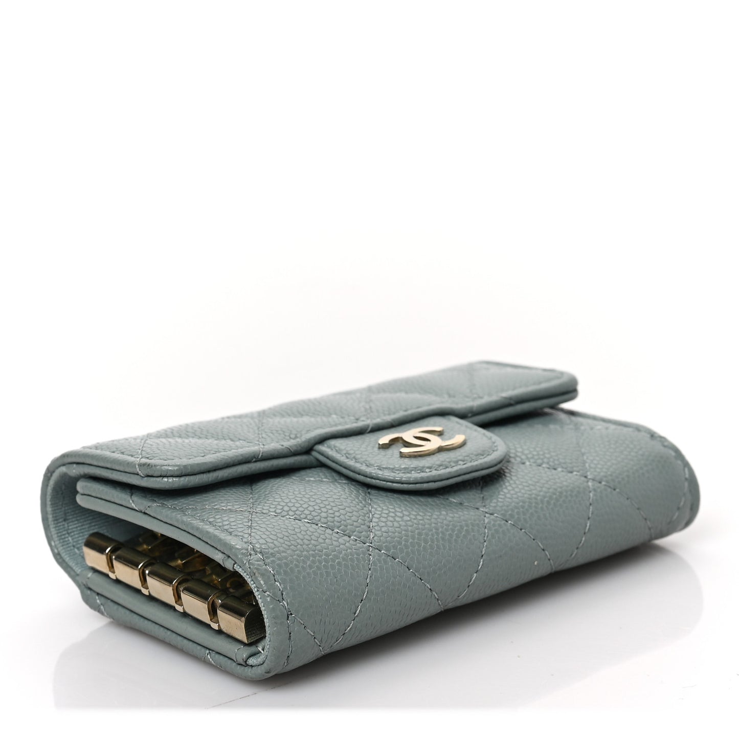 Caviar Quilted Classic 4 Key Holder Wallet Grey