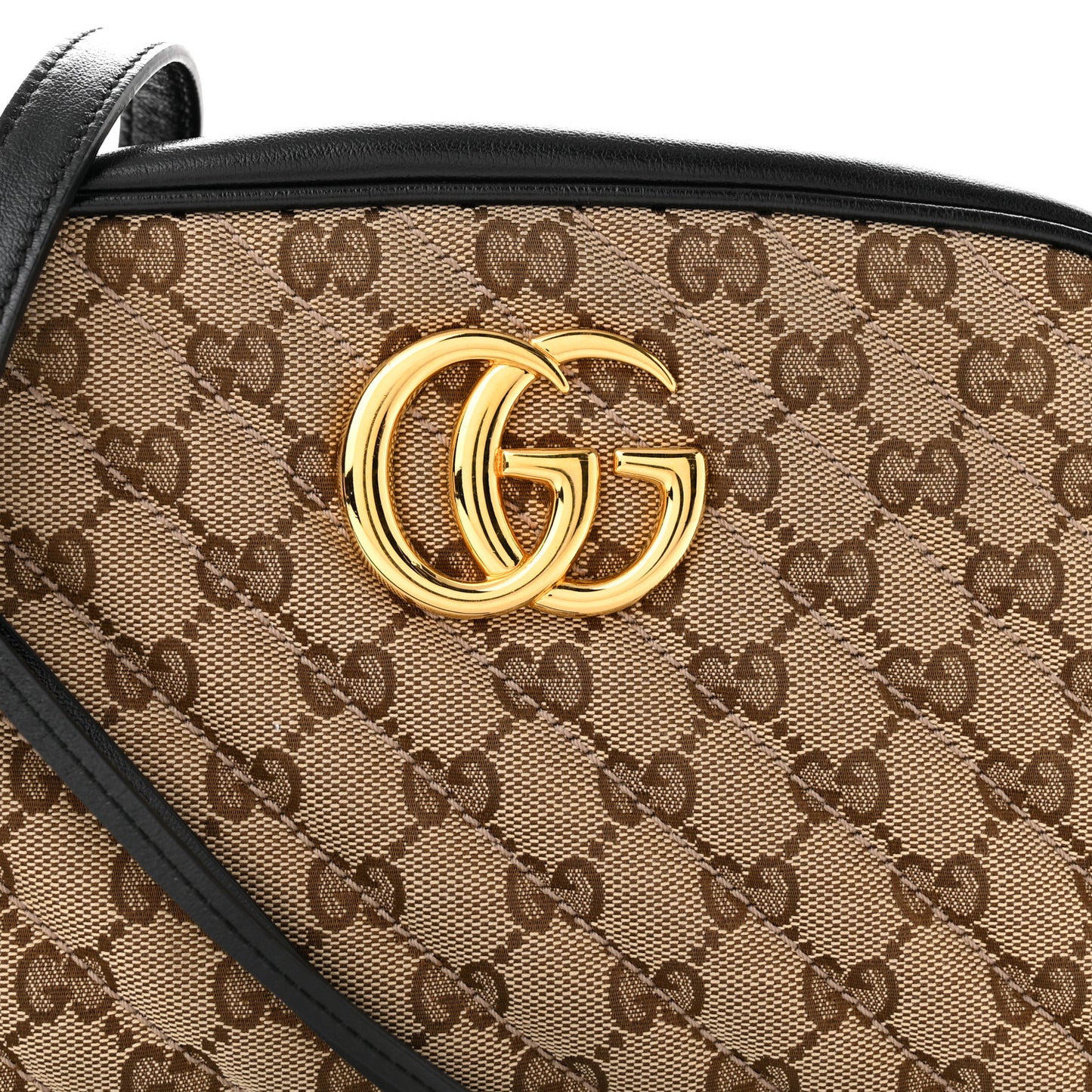 Monogram Matelasse Diagonal Small GG Marmont Chain Shoulder Bag Beige Black