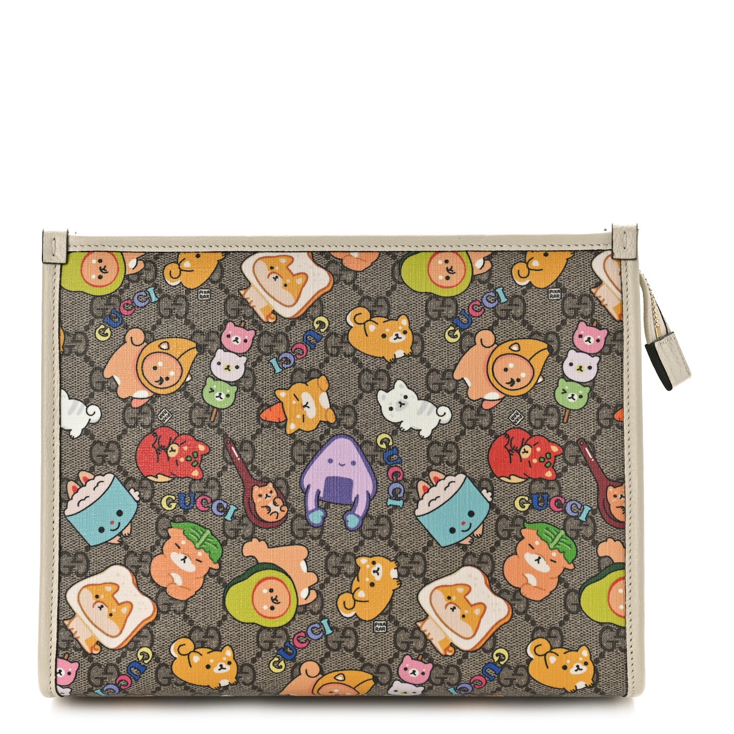 GG Supreme Monogram Animal Kawaii Cosmetic Case Multi White