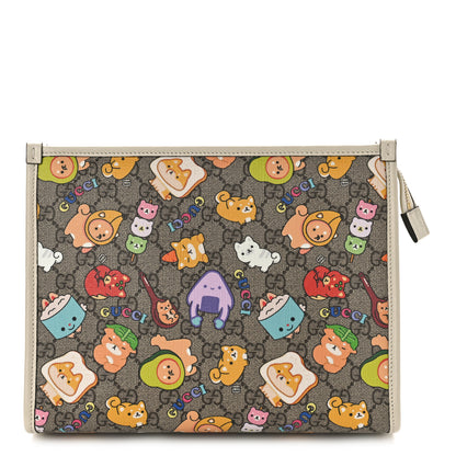 Gucci GG Supreme Monogram Animal Kawaii Cosmetic Case Multi White 1 of 8