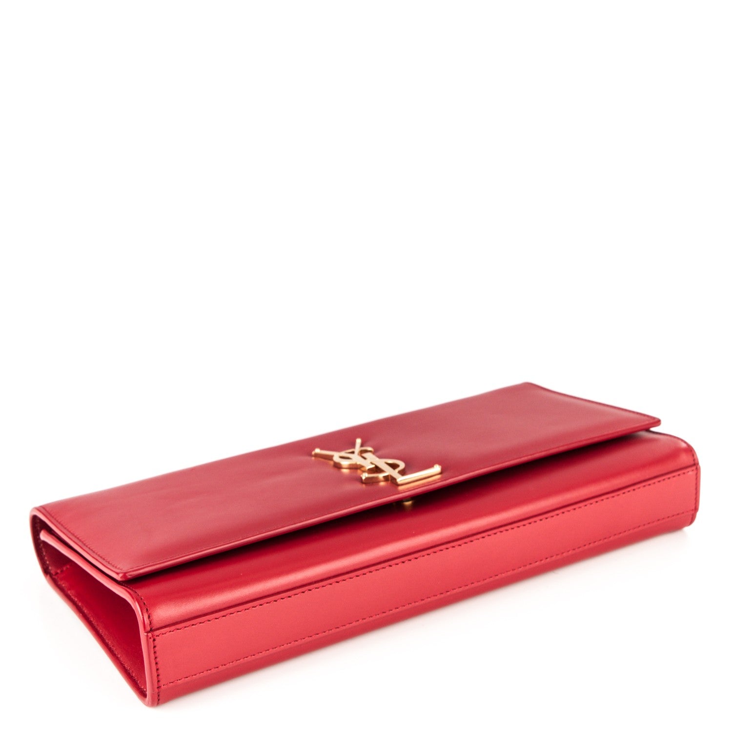 Saint Laurent Calfskin Monogram Cassandre Clutch Rouge Orient 4 of 6