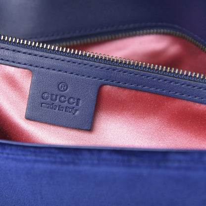 Gucci Velvet Matelasse Modern Embroidered Medium GG Marmont Shoulder Bag Cobalt 6 of 10